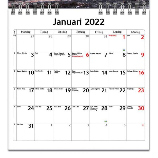Väggkalender Traktorer Mini 2022 kalendarium