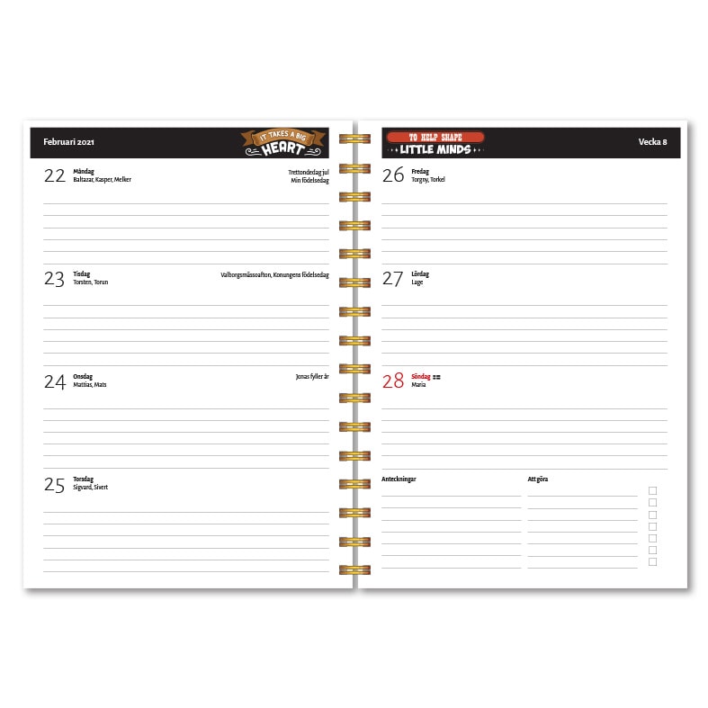 Personlig lärarkalender Big heart uppsla
