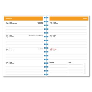 Personlig almanacka orange uppslag