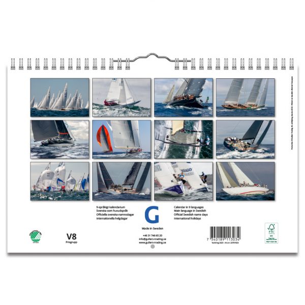 Väggkalender Yachting 2023 Baksida