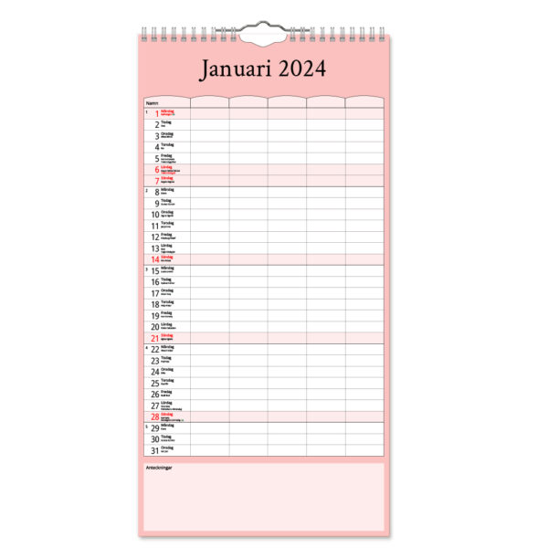 Familjekalender Färg 2024 kalendarie