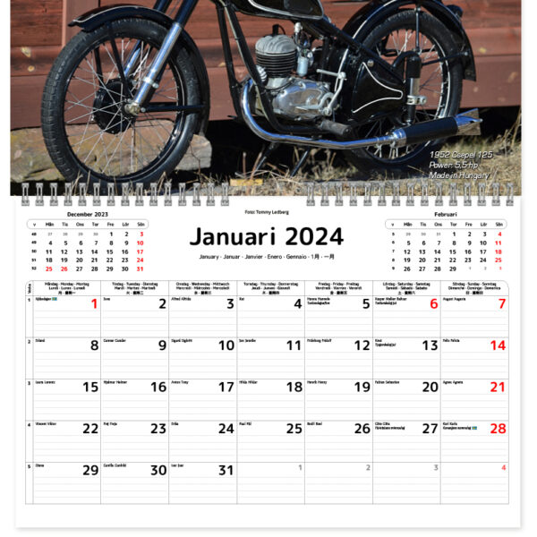 Väggkalender Classic Bikes 2024 kalendarie