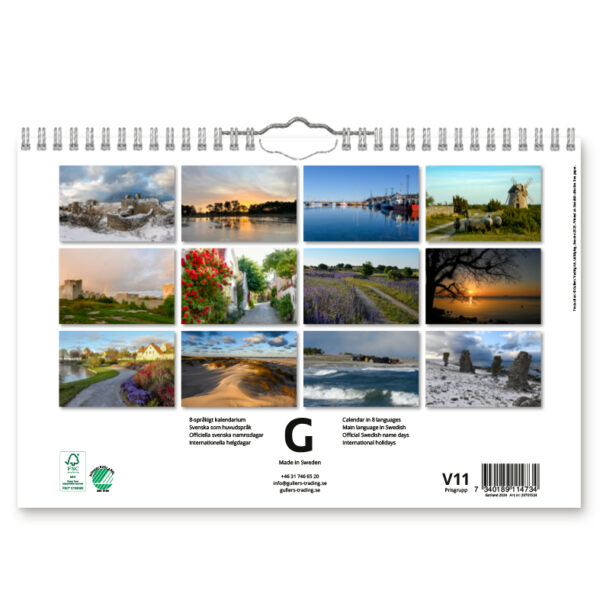 Väggkalender Gotland 2024 baksida
