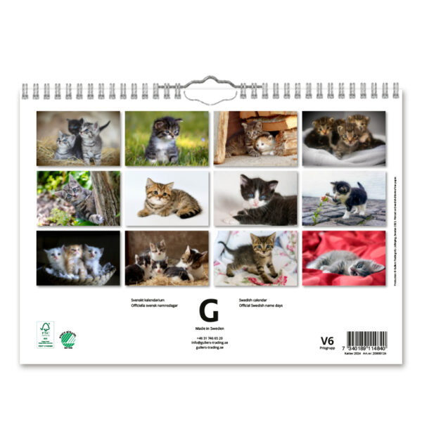 Väggkalender Katter Small 2024 baksida