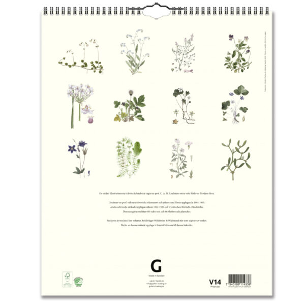 Väggkalender Växter 2024 baksida