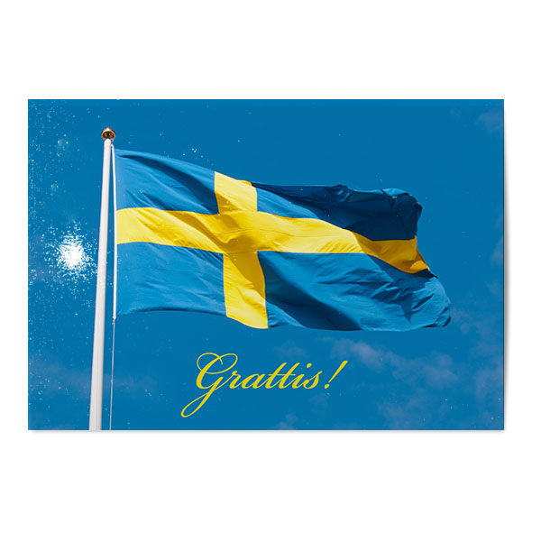 Vykort Grattis Flagga