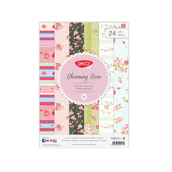 Pappersset 24 ark Blooming Rose 2