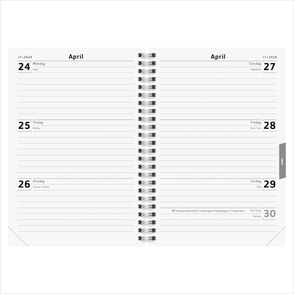 Kalender A5 2023 - 2024 18 månader Pearls uppslag