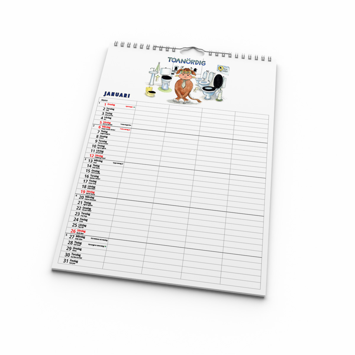 Familjekalender Glada Kossan 2025 Kalendarium