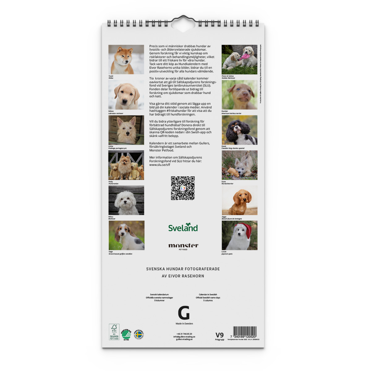 Familjekalender Hundar 2025 Baksida