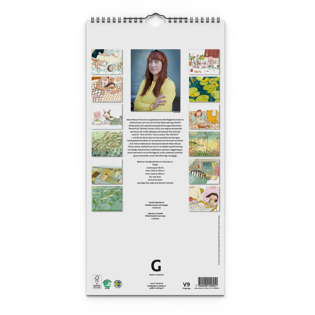 Familjekalender Maria Nilsson Thore 2025 Baksida