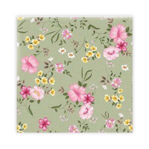KAFFESERVETT 20P BLOMMA GRÖN