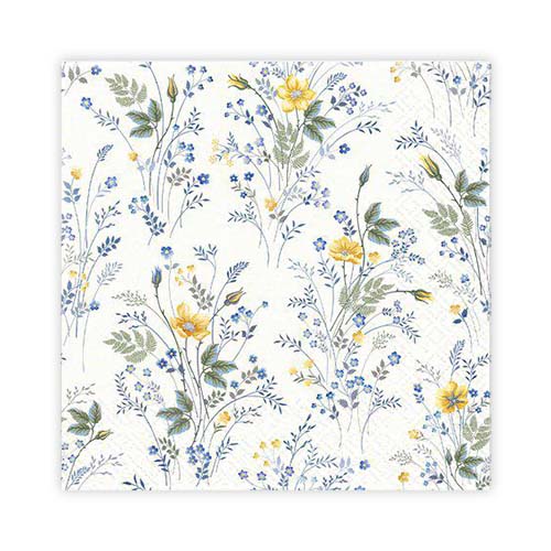 KAFFESERVETT 20P SMÅBLOMSTER BLÅ/GUL