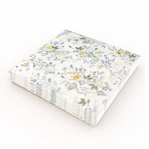 KAFFESERVETT 20P SMÅBLOMSTER BLÅ/GUL förpackning