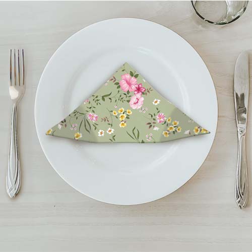 MATSERVETTER 20P BLOMMA GRÖN på tallrik