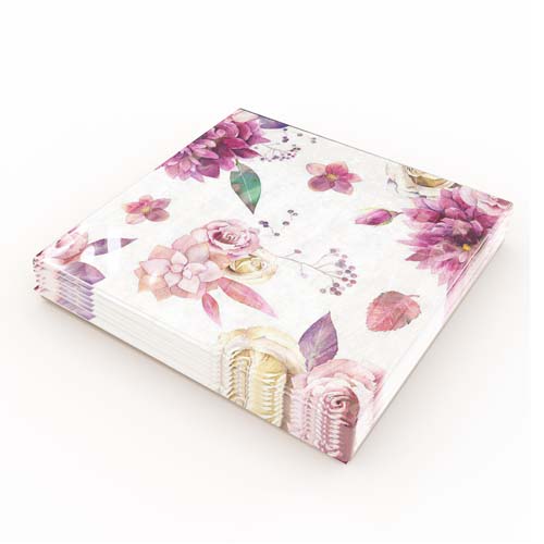 MATSERVETTER 20P LILAROSA BLOMMOR färpackning