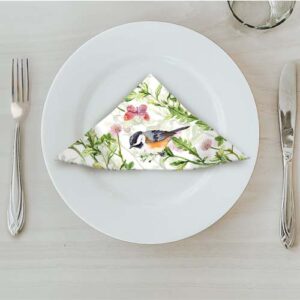 MATSERVETTER 20P SOMMARBLOMMOR / FÅGEL på tallrik