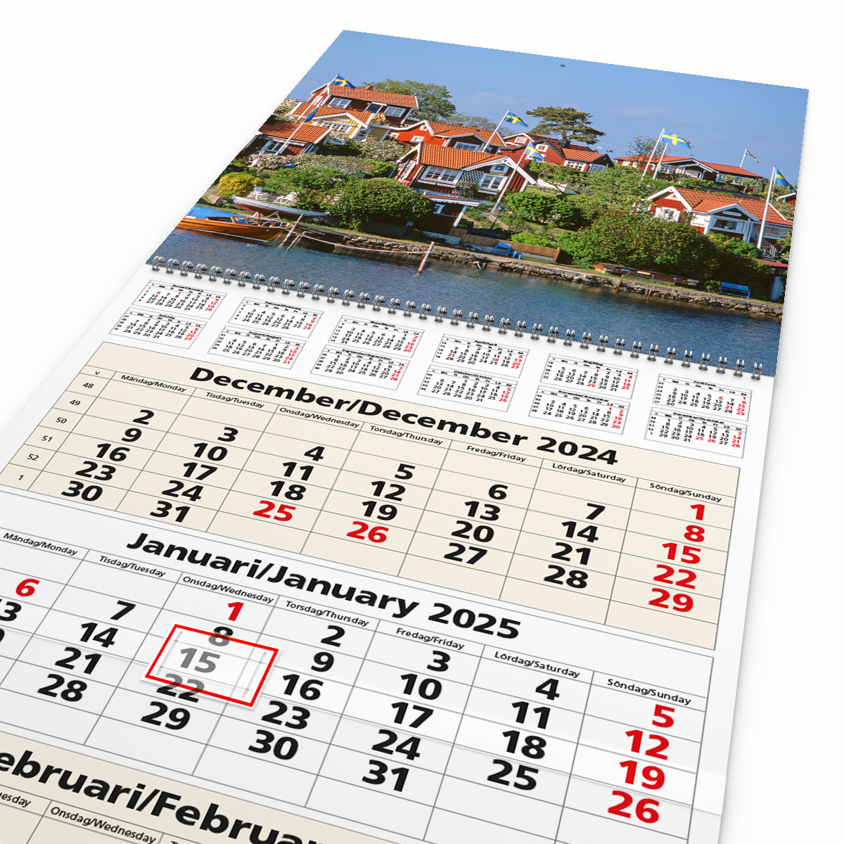 Väggkalender 3-plan 2025 Kalendarie