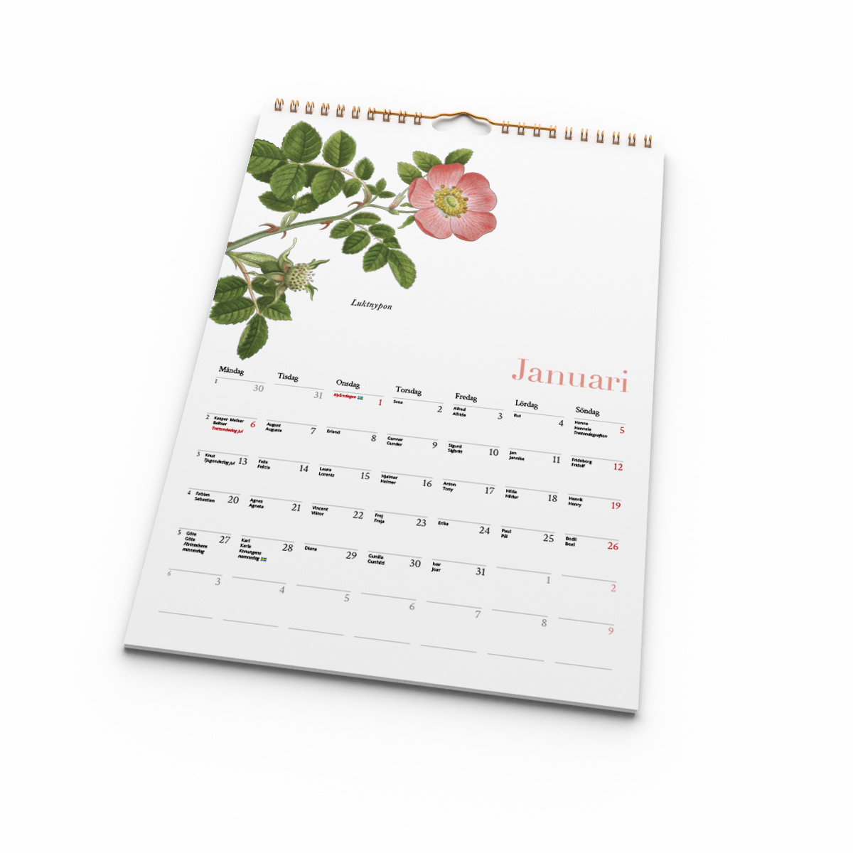 Väggkalender Blomster A4 2025 Kalendarie