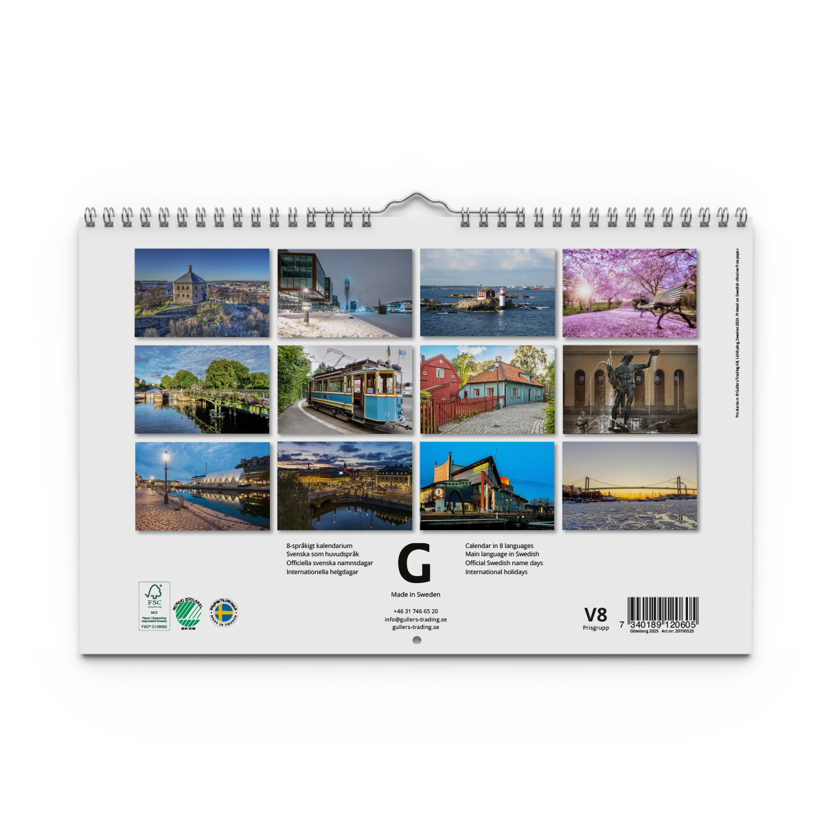 Väggkalender Göteborg 2025 Baksida