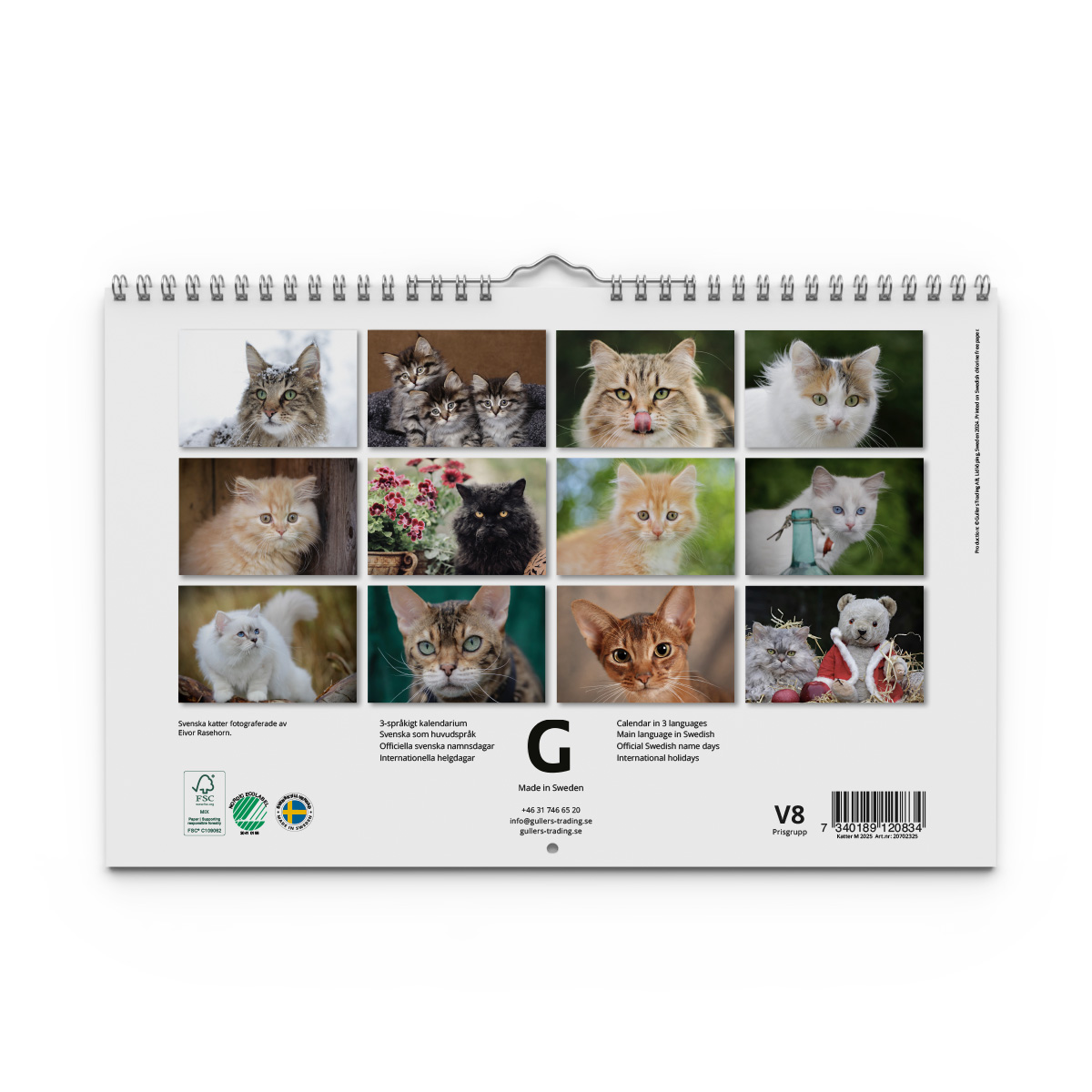 Väggkalender Katter Medium 2025 Baksida
