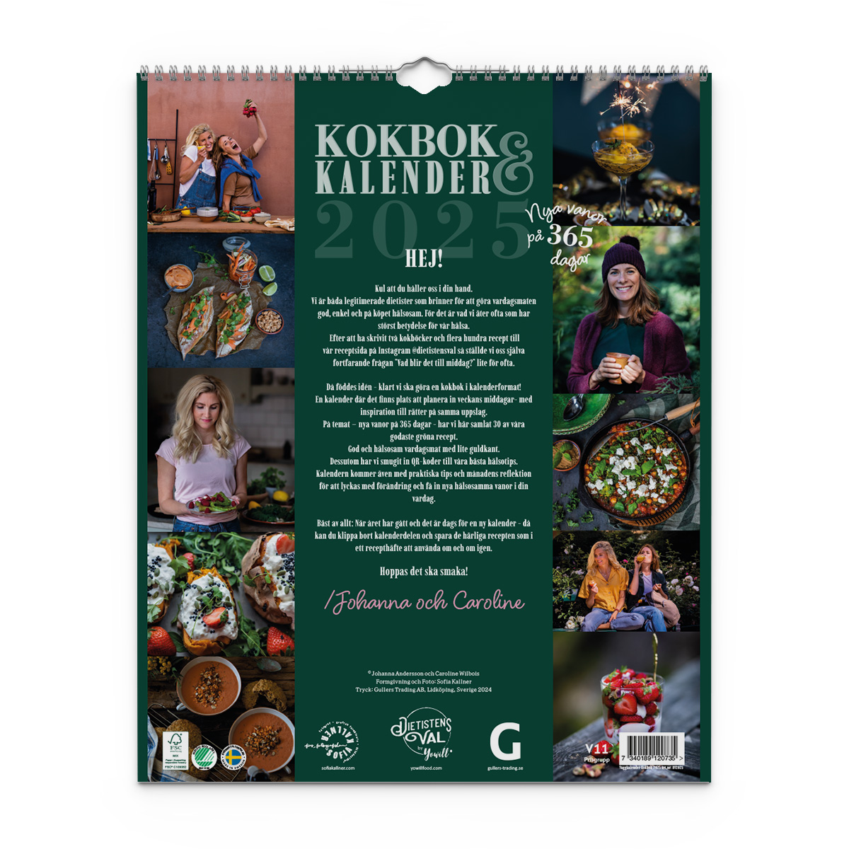 Väggkalender Kokbok 2025 Baksida