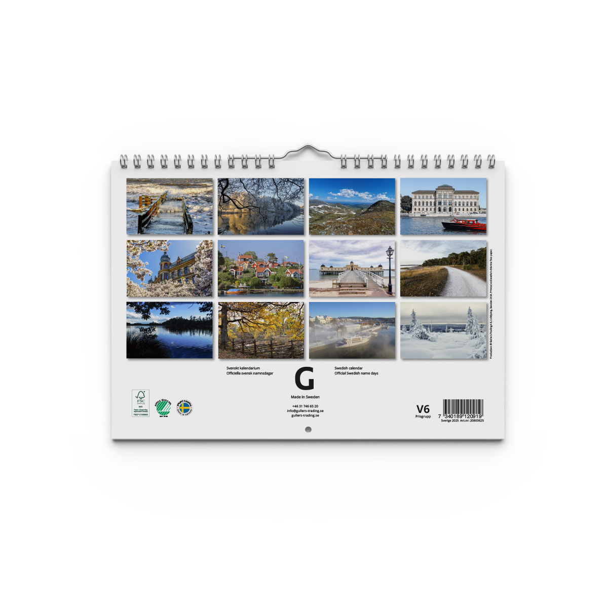 Väggkalender Sverige 2025 Baksida