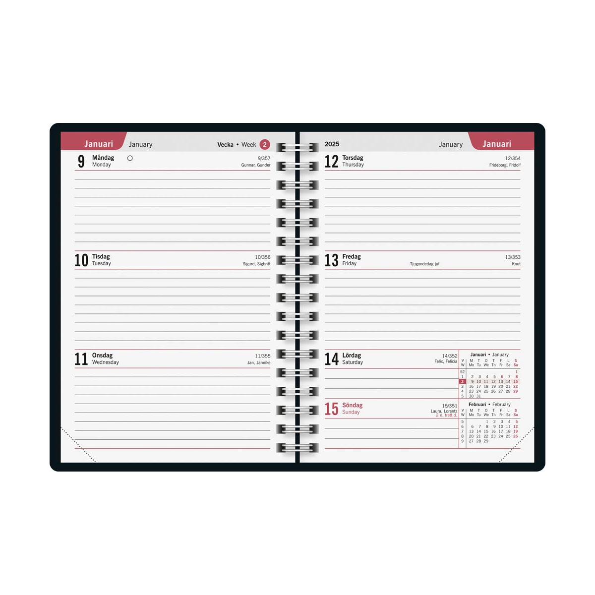 Almanacka Art Deco A6 2025 uppslag
