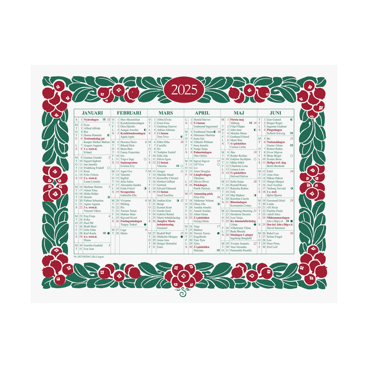 Väggalmanacka Lilla Lingon 2025