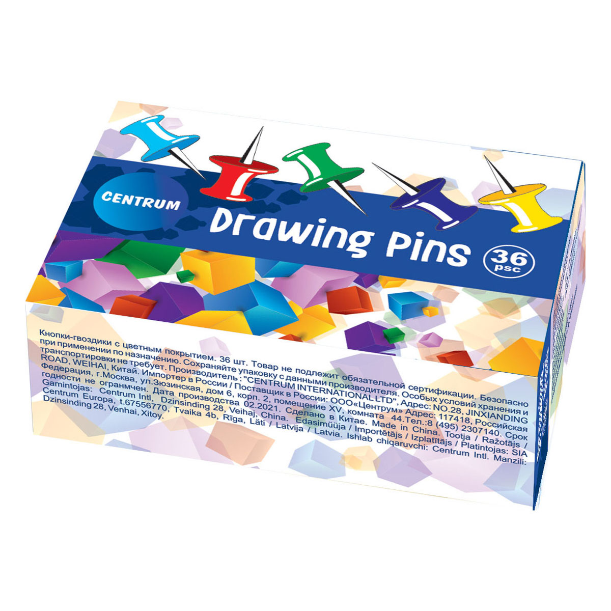 Kartnålar färgade 36-pack