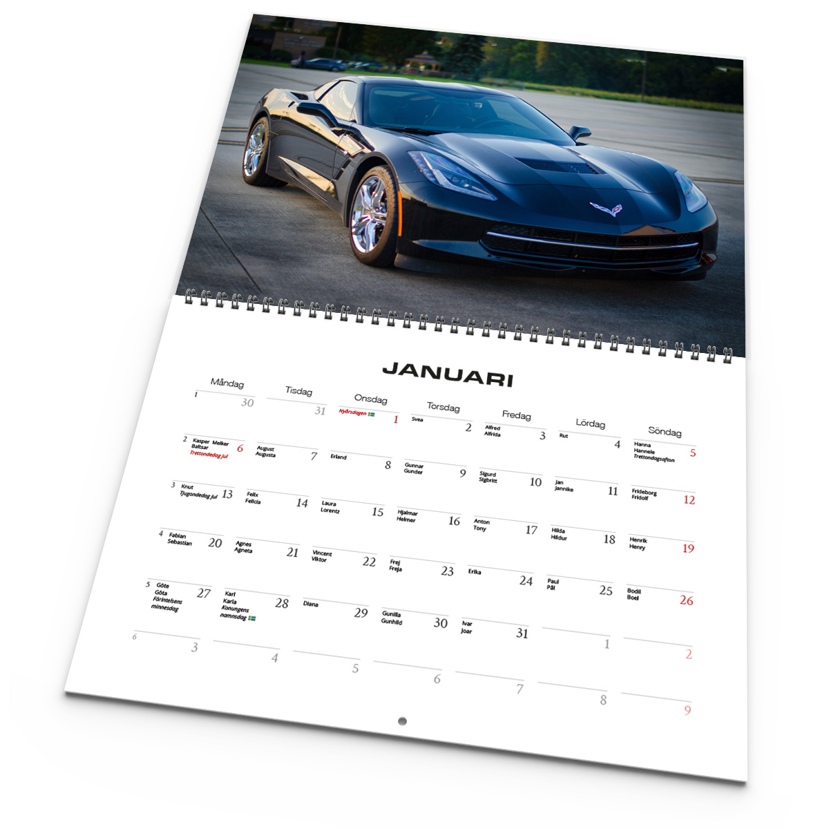 Väggkalender Corvette 2025 uppslag