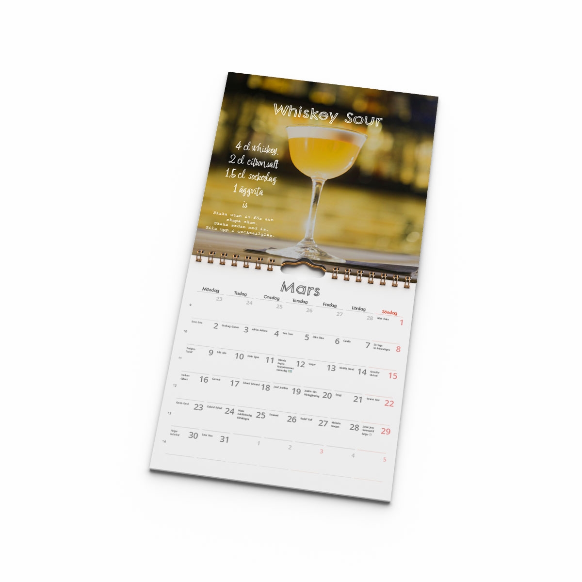 Väggkalender Cocktail Mini 2026 uppslag