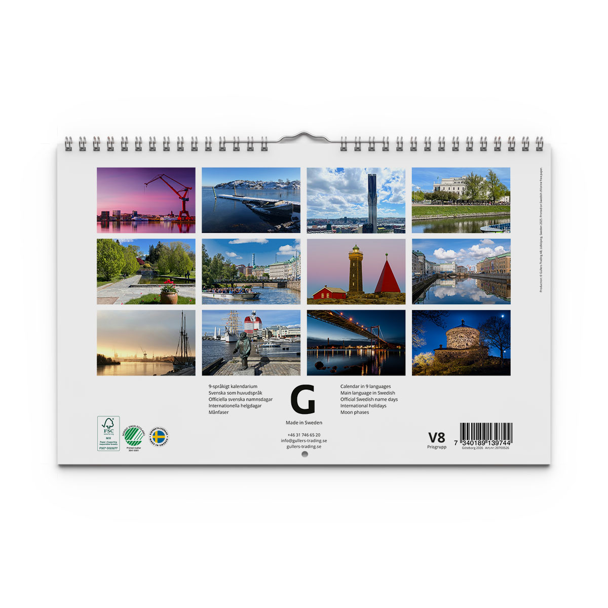 Väggkalender Göteborg 2026 baksida