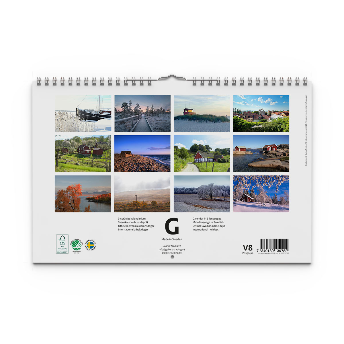 Väggkalender Look at Sweden 2026 medium baksida