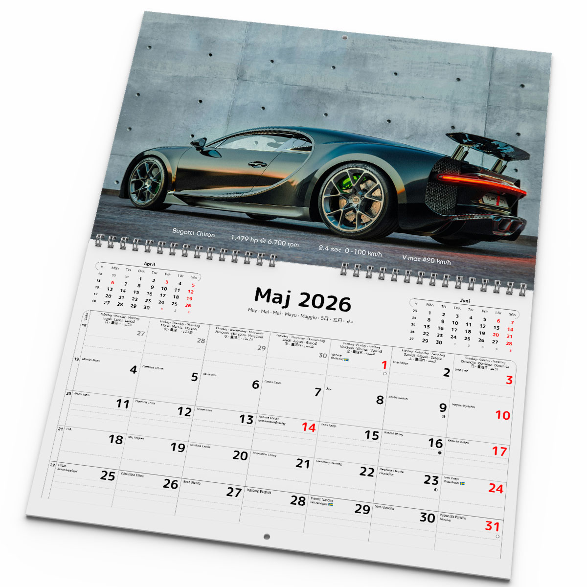 Väggkalender Supercars 2026 uppslag