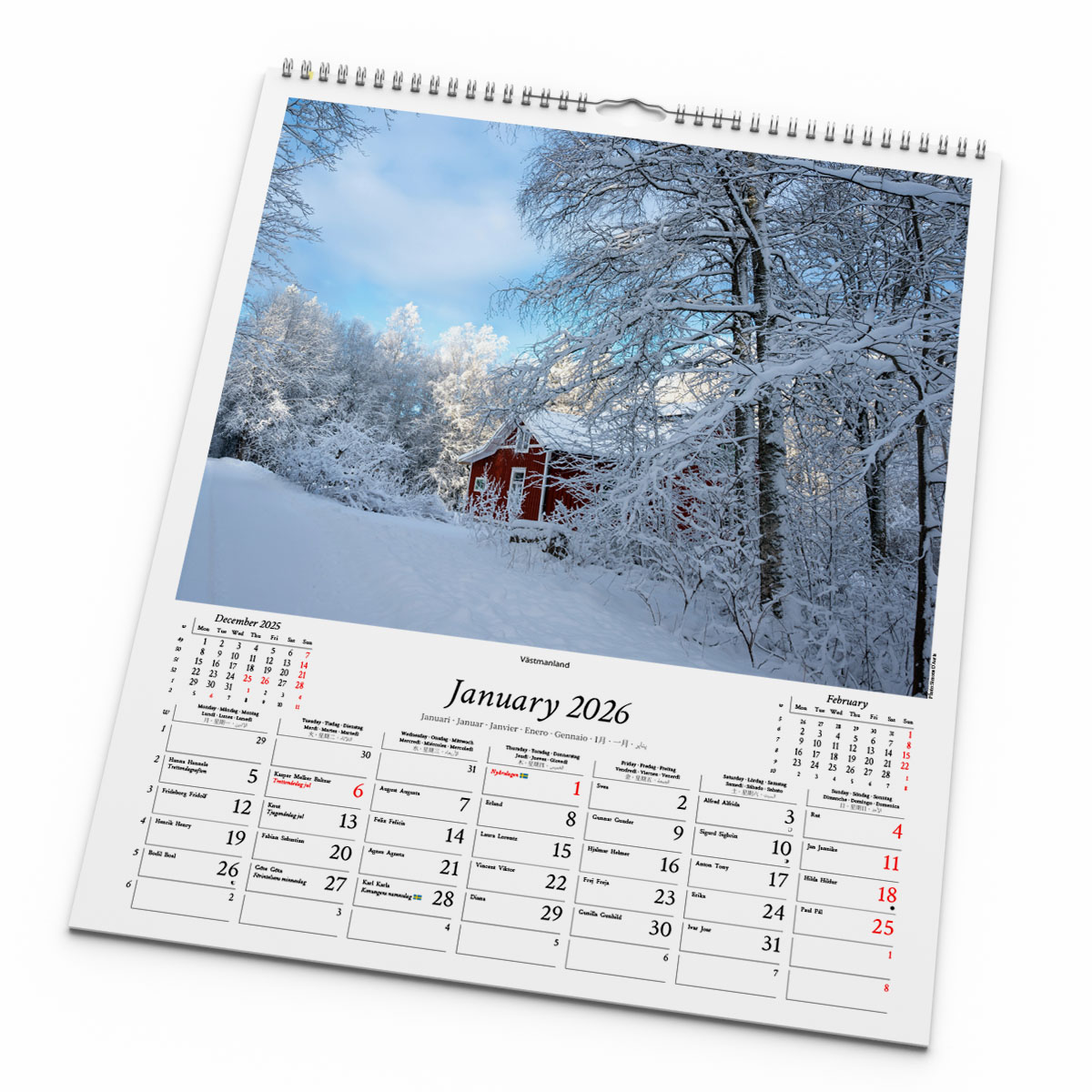 Väggkalender Swedish Nature 2026 kalenderblad