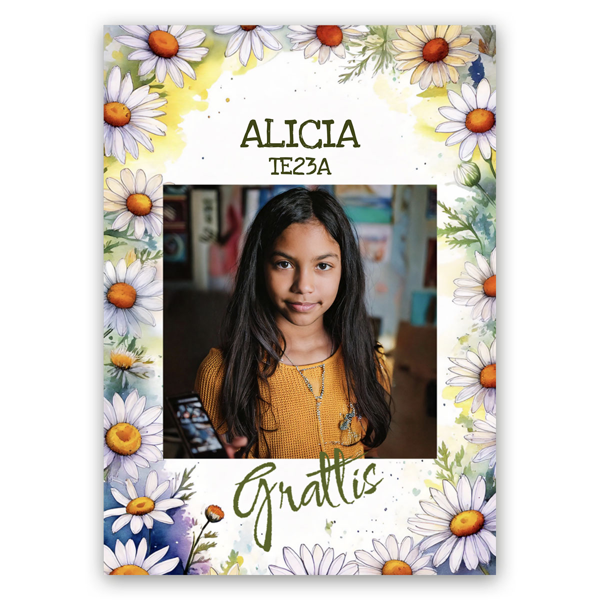 Studentplakat Akvarell Grön Grattis produkt