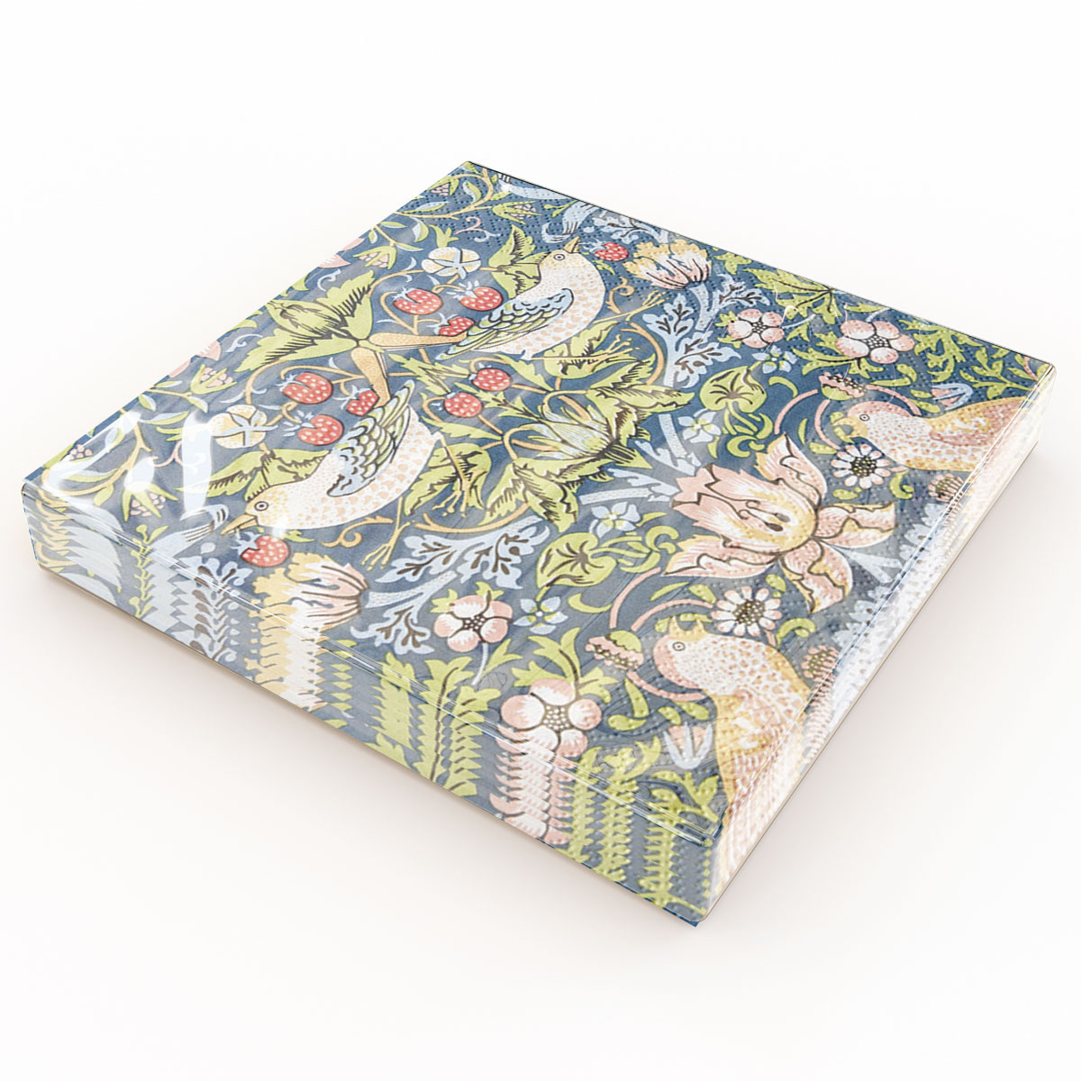 Matservetter 20p William Morris Strawberry Thief blå 040413 förpackning