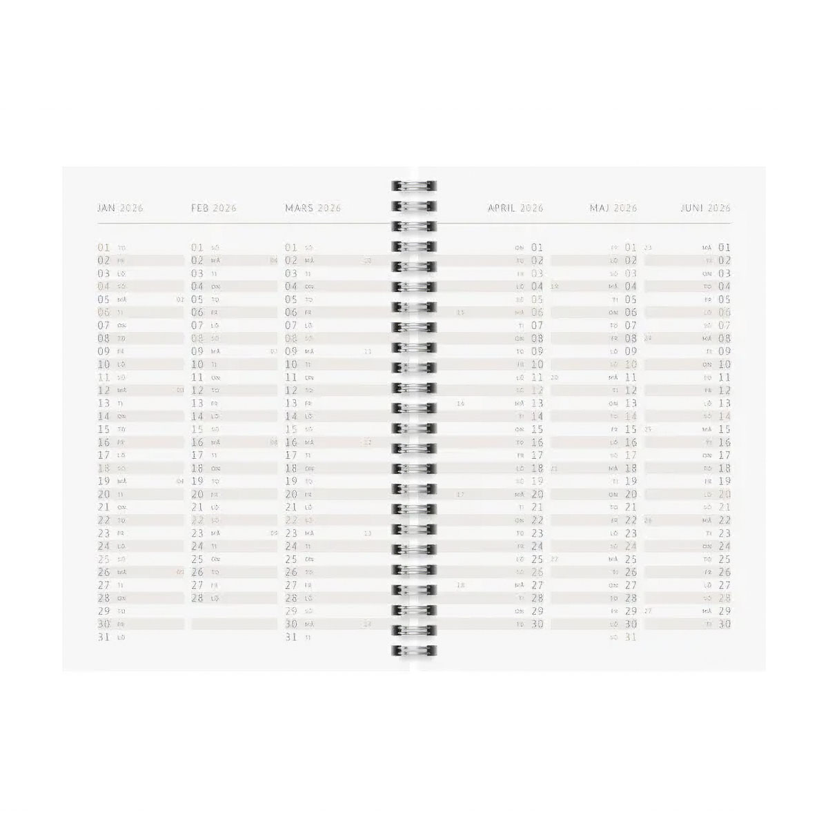 Almanacka A5 2025-2026 Grey Marble 18 mån uppslag 3