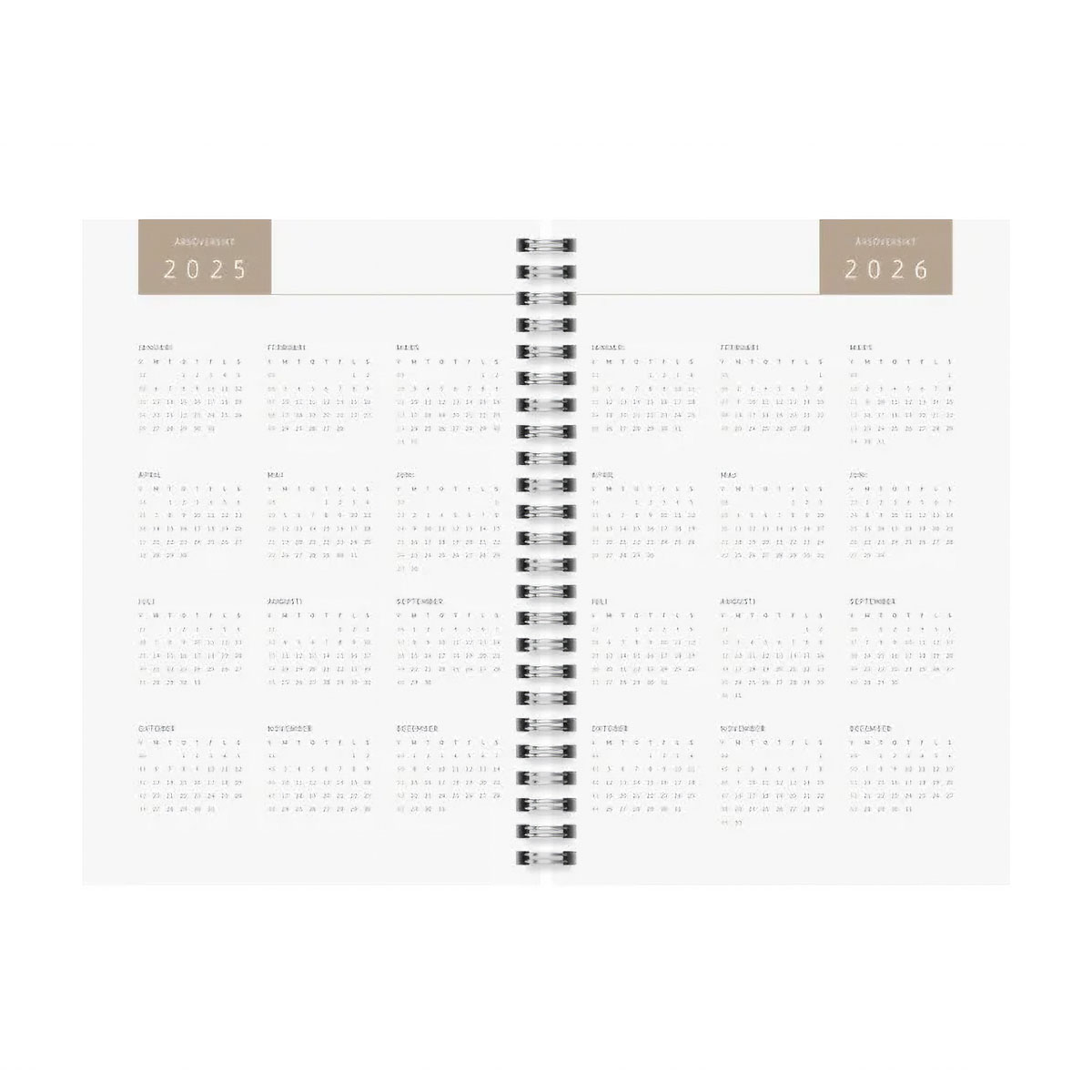 Almanacka A5 2025-2026 Grey Marble 18 mån uppslag 4