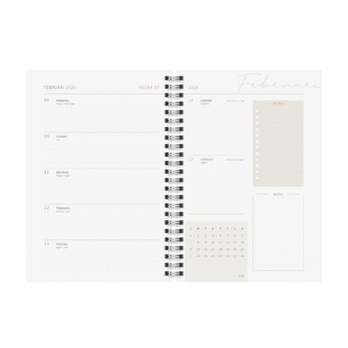 Almanacka A5 2025-2026 Grey Marble 18 mån uppslag