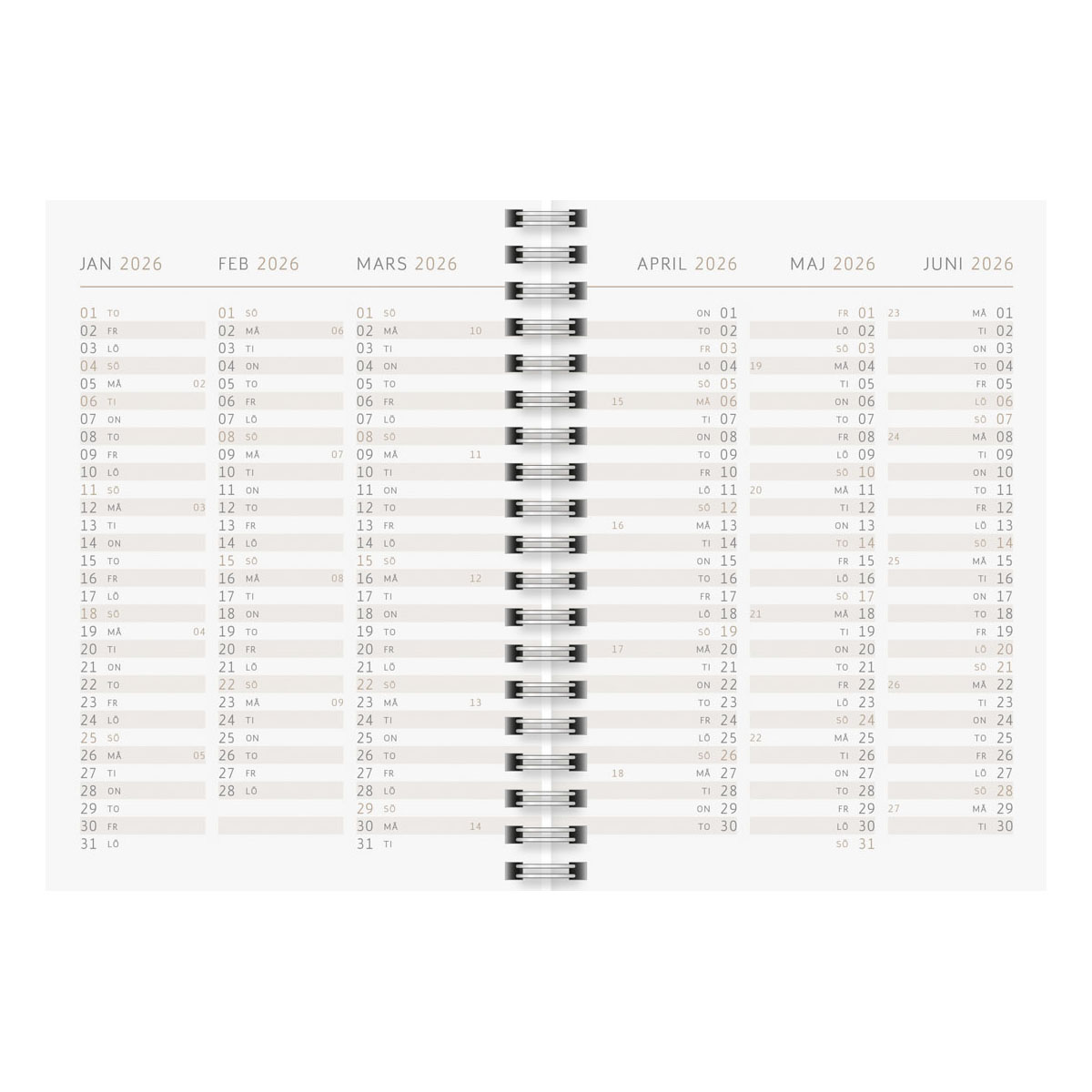 Almanacka A6 Black Marble 2026 uppslag 6