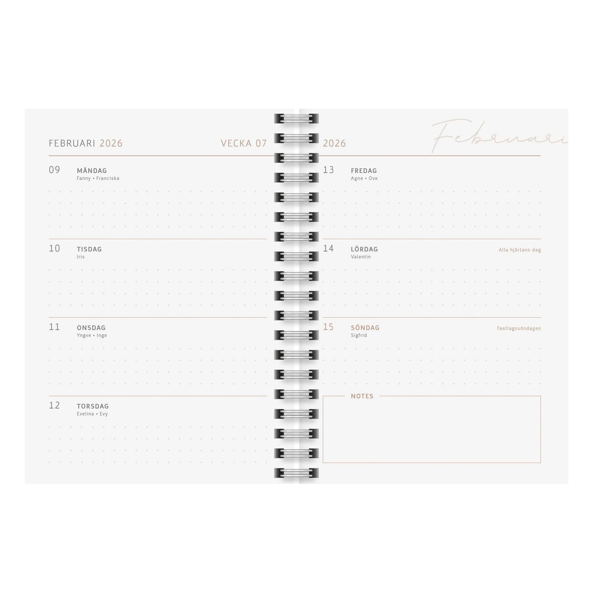 Almanacka A6 Black Marble 2026 uppslag