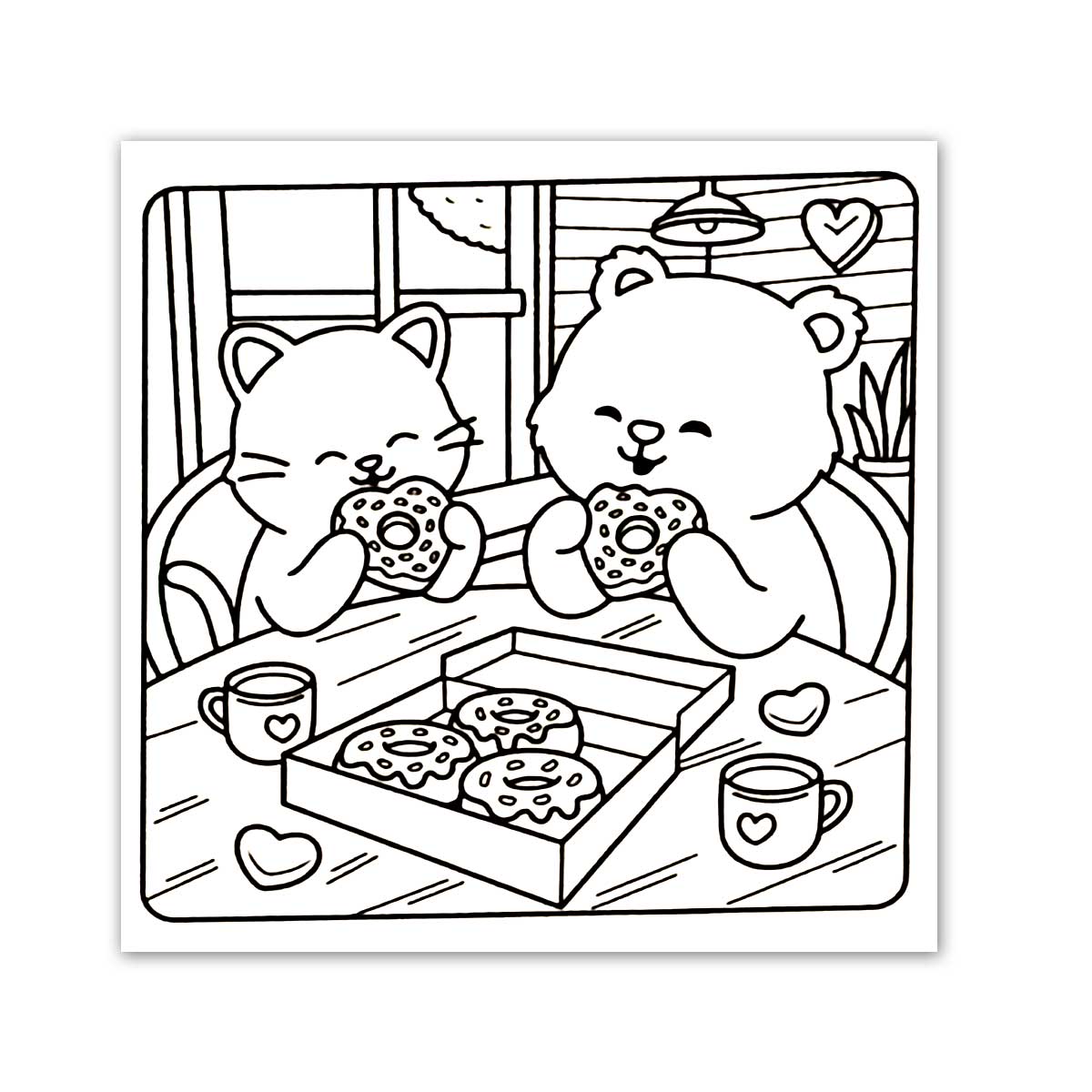 Cozy Målarbok Cozy Hearts innehåll