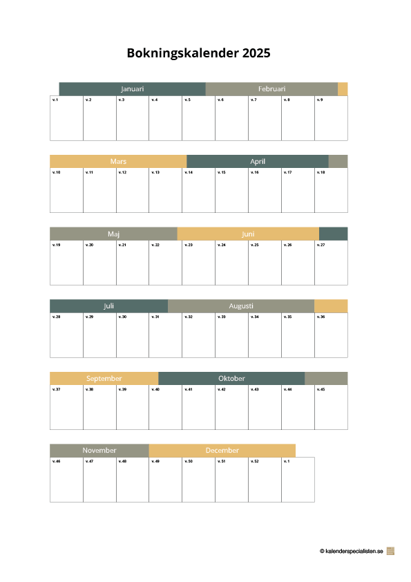 Bokningskalender 2025 bild