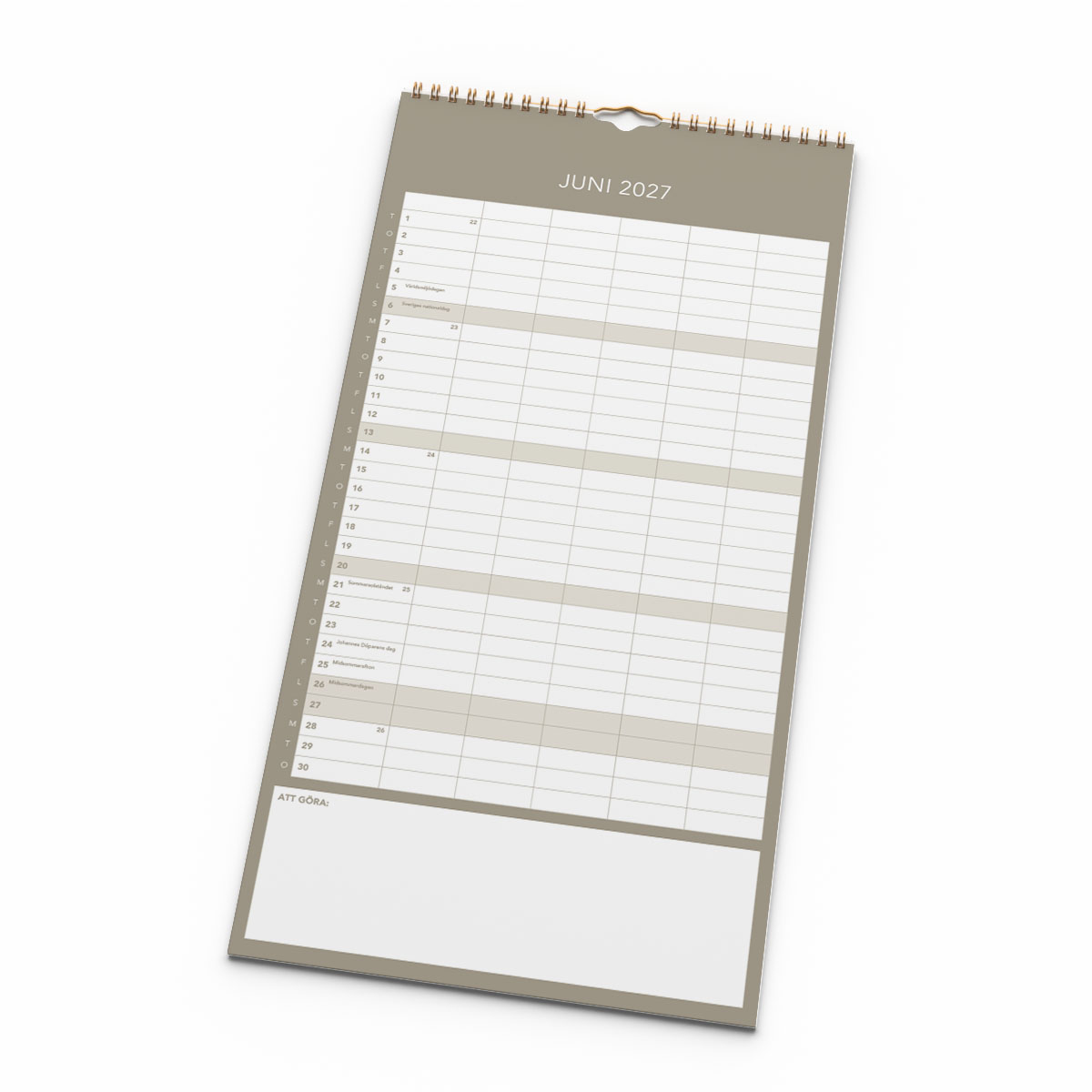 Familjekalender Clean 2027 uppslag