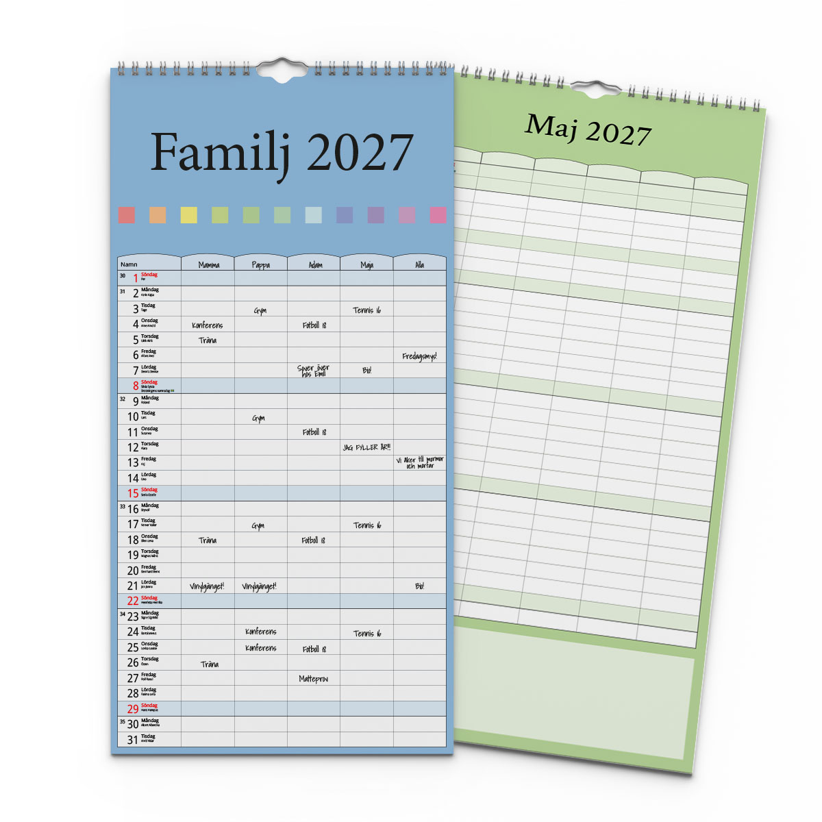 Familjekalender Färg 2027 2