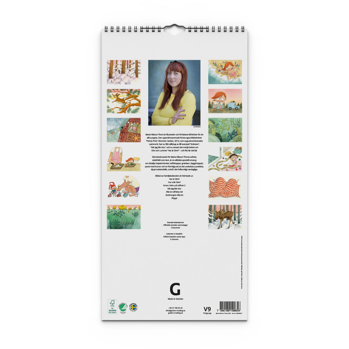 Familjekalender Maria Nilsson Thore 2027 baksida