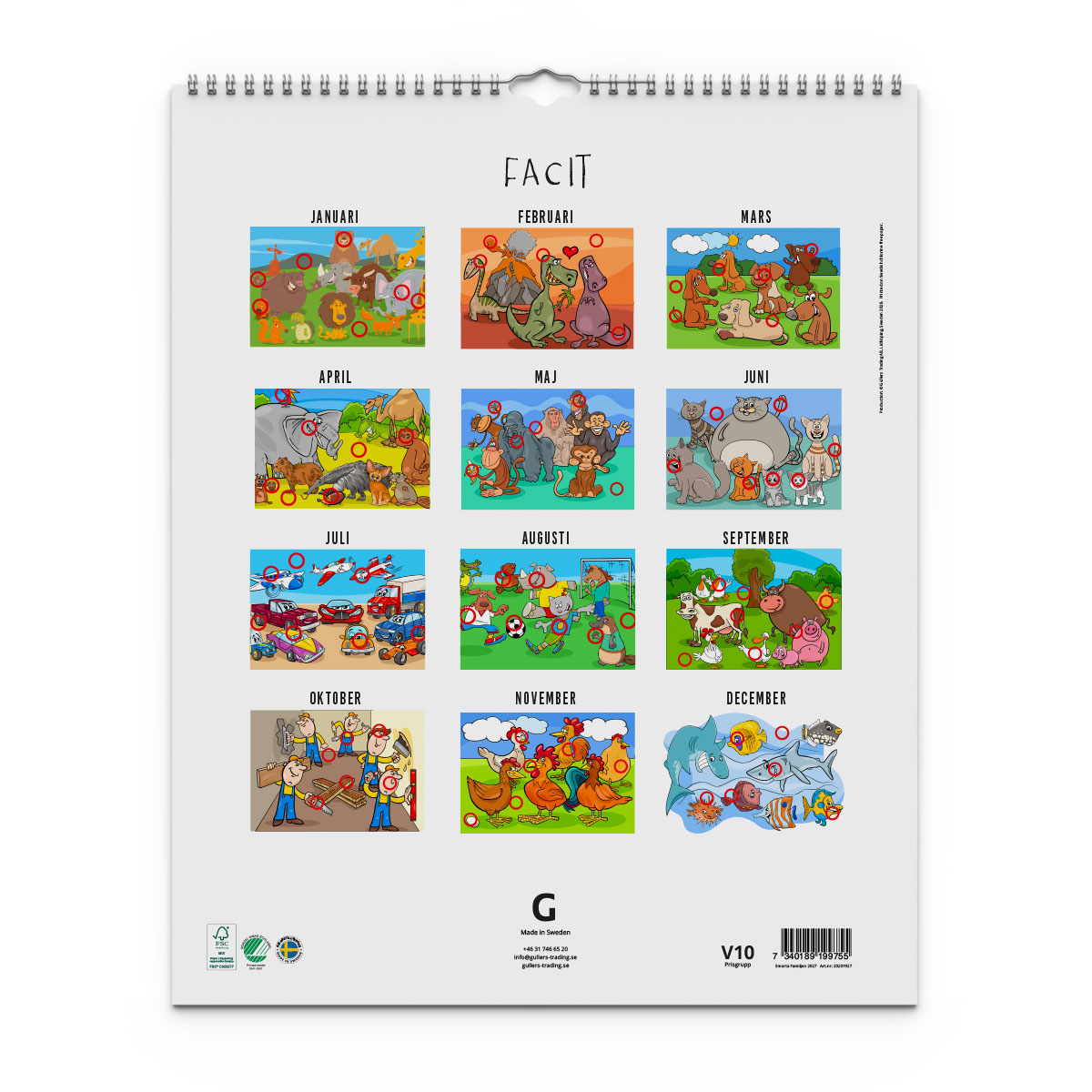 Familjekalender Smarta Familjen 2027 baksida