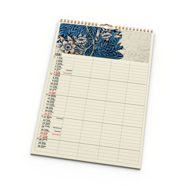 Familjekalender William Morris 2027 uppslag